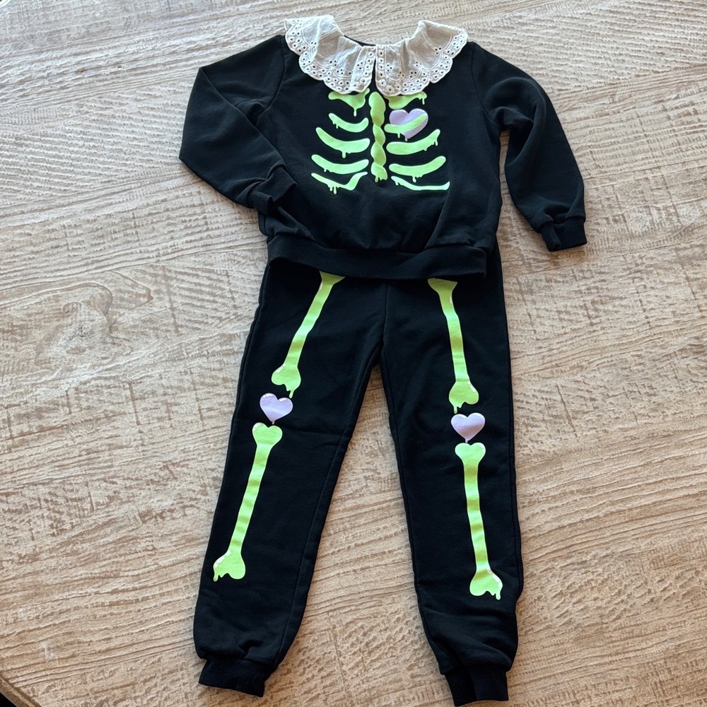 H&M Kids Halloween Skeleton Set - Black and Green